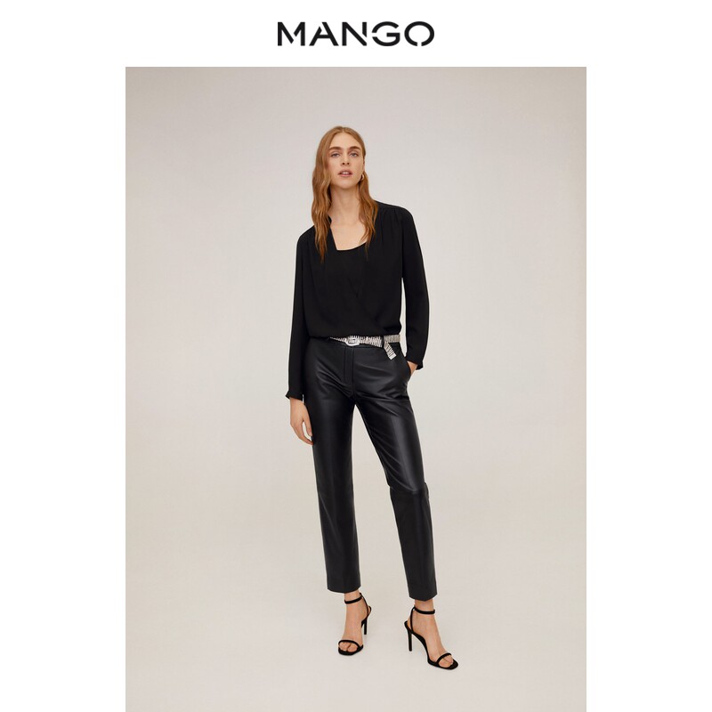 MANGO Летняя рубашка, ткань, 2020, V-образный вырез