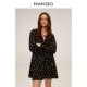 Váy của phụ nữ MANGO 2020 xuân hè mới in váy ngắn xếp li đầm xòe dài tay - váy đầm