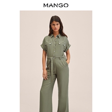 Женские брюки mango女装休闲裤2022春夏新款莱赛尔纤维腰带休闲时尚连身裤