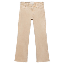 MANGO Womens Jeans 2024 Autumn New Off-White Stretch High Waist Flare Cropped Versatile Jeans