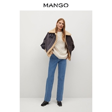 Кожаная куртка mango女装外套2020秋冬新款落肩车缝长袖开拉链机车夹克