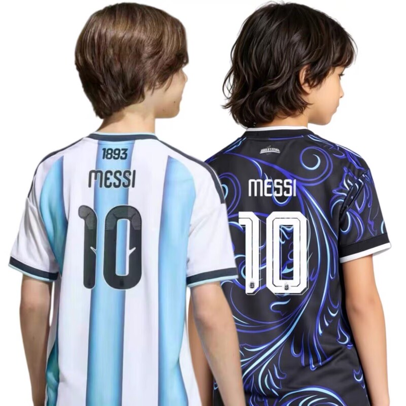 2026 Argentina Team Kidsren's Jersey No. 10 Messi Home Kidsren's Football Uniform Away Short-Sleeved Youth Team Uniform