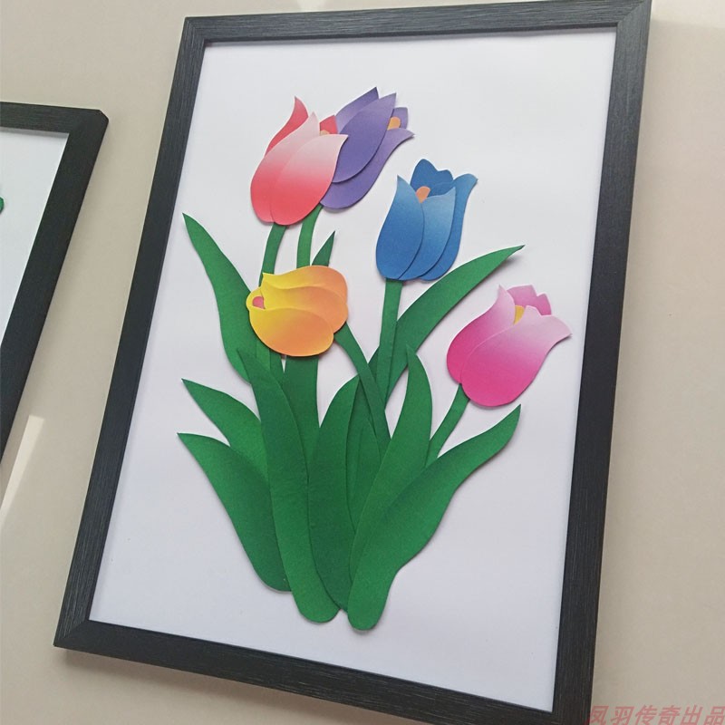 Non-relic tailoring of flower and grass cloth pile embroidered applique-painting DIY material bag (tulip) Fengyu legendary cloth collage-Taobao