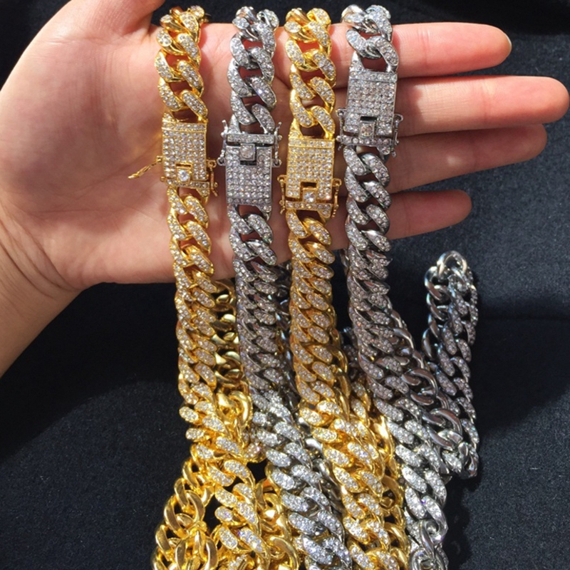 European and American Cuban Necklace Full of Diamonds, Cuban Bracelet, Hip-Hop European and American Trendy Unisex Chain Accessories, American-Style Cuban Chain 1 European and American Cuban Necklace Full of Diamonds, Cuban Bracelet, Hip-Hop European and American Trendy Unisex Chain Accessories, American-Style Cuban Chain 1
