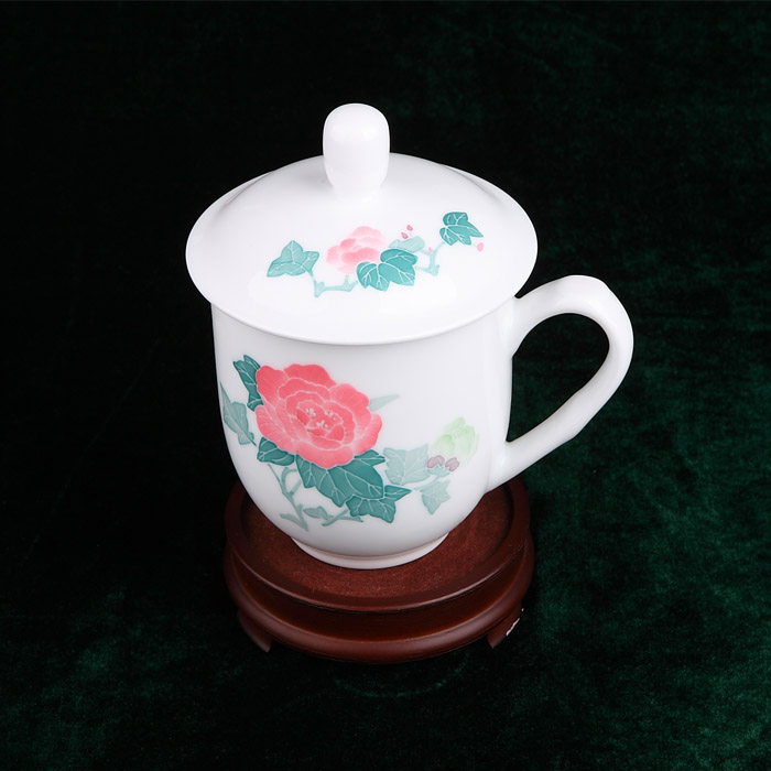 Xiang feels ashamed up glaze colorful large cups porcelain ceramic cup hibiscus countries under the hand - made process thin foetus boss cup