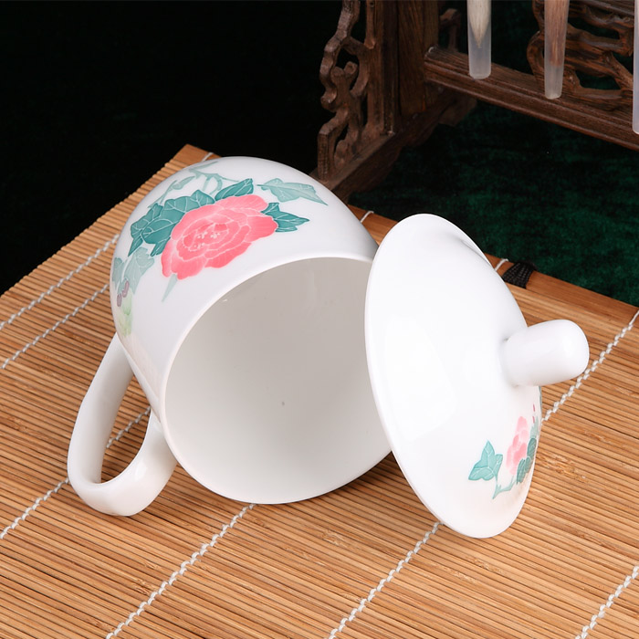 Xiang feels ashamed up glaze colorful large cups porcelain ceramic cup hibiscus countries under the hand - made process thin foetus boss cup