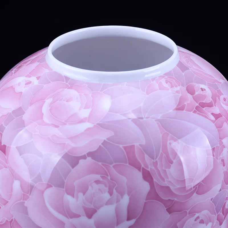 Under the liling glaze colorful porcelain vase TV ark adornment medium ceramic vase peony hand - made patterns furnishing articles