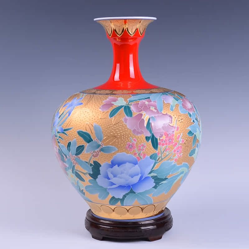 Under the glaze color red glaze see colour red porcelain vase is ten mei - yu crown bottle of Chinese style household act the role ofing is tasted furnishing articles