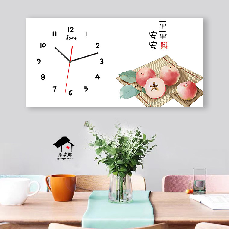 Dining room rectangular wall clock living room decorative painting modern minimalist new Chinese style Nordic wall creative clock mute