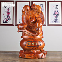 Flower pear wood carving mouse ornaments twelve Zodiac five mouse home furnishings mahogany solid wood carving crafts