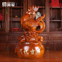 Huanghuali wood carving big rooster ornaments Solid wood lucky Zodiac animal chicken Home Feng Shui Mahogany crafts