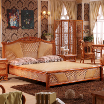 Indonesian rattan furniture real rattan bed rattan solid wood bed rattan art bed double bed single bed 1 8 meter bed
