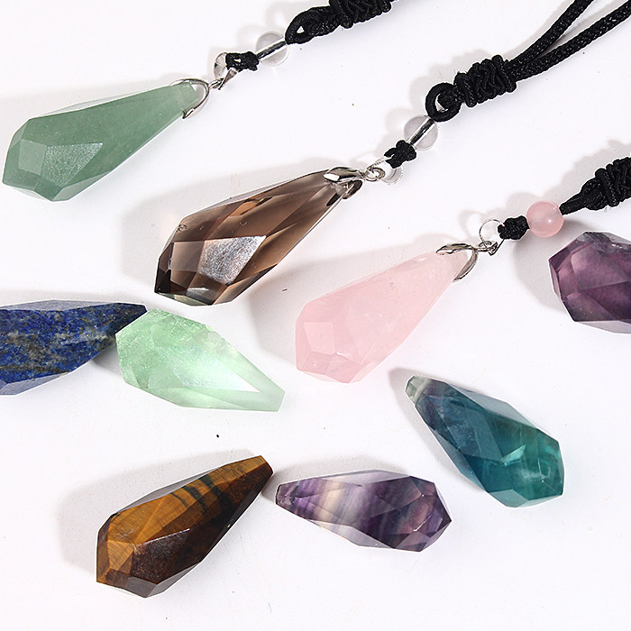 Natural crystal pendant white powder purple yellow crystal black dazzling stone's pendulum pendant drop shaped to make it tear