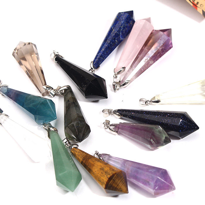 Natural Crystal Pendant Black & White Purple Yellow Crystal Powder Crystal Single Tip Drop Crystal Pendant Pendant Lingling for New