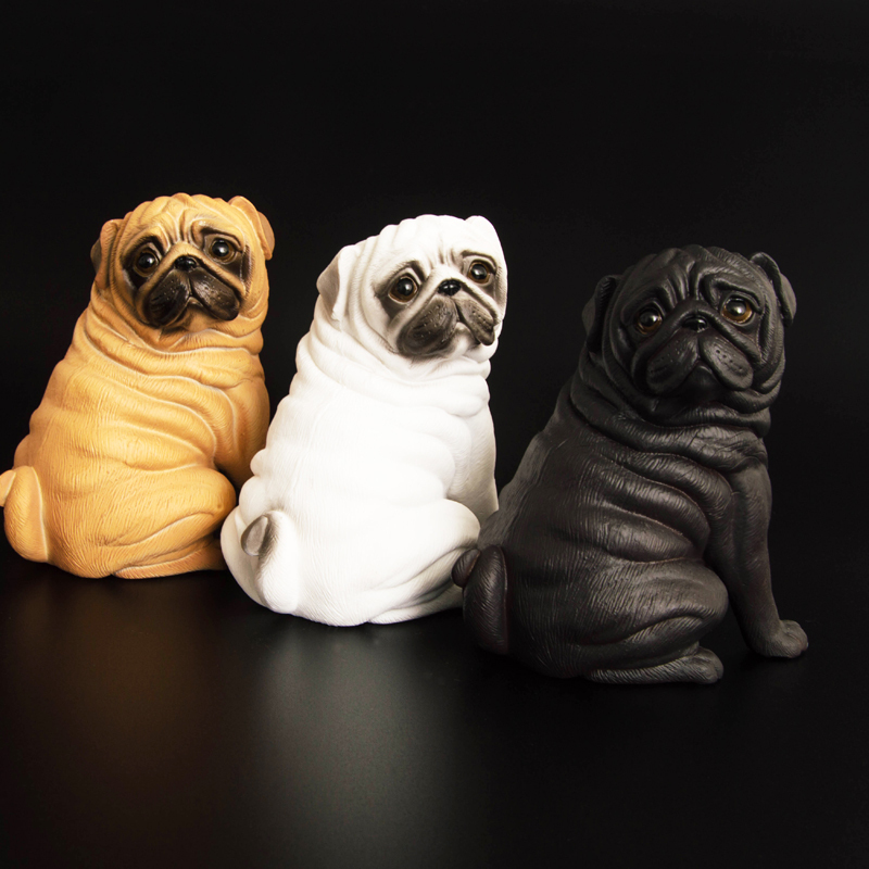 Simulated Animal Model Dog Toy Ornament Pet Dog Pug Clown Dog Boy and Girl Set Gift