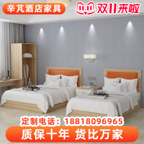 Express hotel guest room furniture standard room single room full set 1 2 meters 1 8 meters bed TV cabinet table soft bag bedside