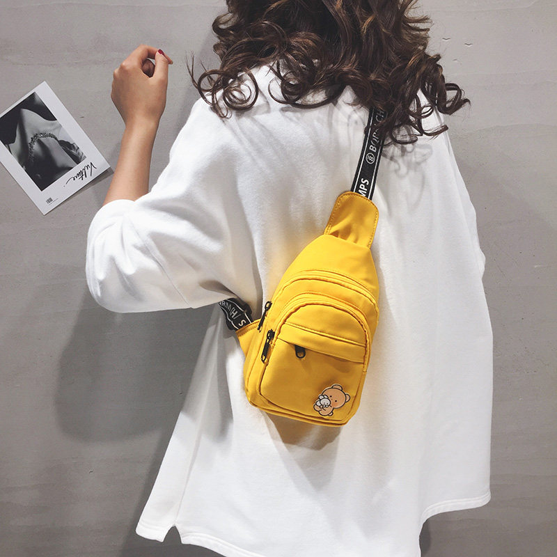 Canvas bag women's 2021 new Korean version of the simple waist bag shoulder bag ins casual wild student messenger chest bag