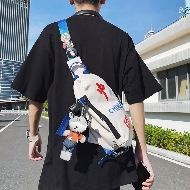 Men's Breasts Satchel Satchel Chests Chest Front Bag National Tide Movements Skew-Shoulder Bag Casual Japan-ROK Students Single-shoulder Shoulder Bag