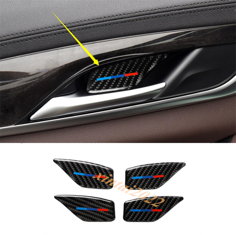 Carbon Fiber Inner Car Door Handle Bowl Trim Cover 8pcs For Audi A4 S4 2008-2015