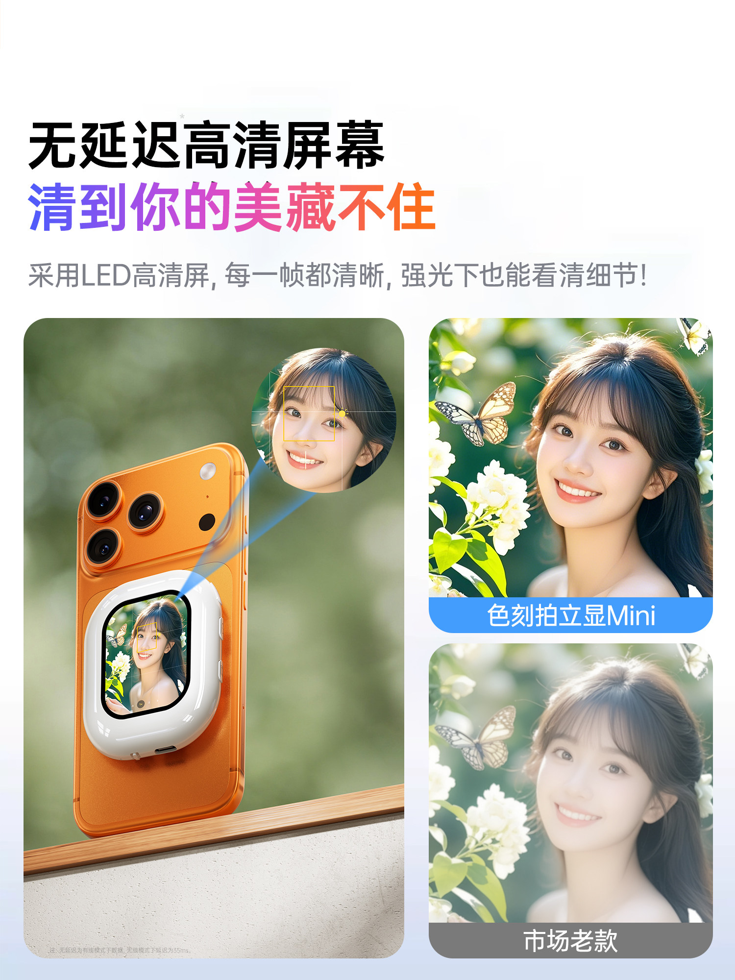 2025 New Model Phone Magnetic Rear Selfie Tool Display Rear Camera Photo Projection Screen Shooting Simultaneous Screen Sharing Device