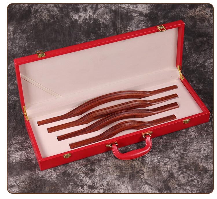 Convex Three-Tooth Massage Stick, High-Grade Wooden Red Sandalwood Gua Sha Massage Stick, Suitable for Full-Body Use, Specialized for Gua Sha and Acupressure