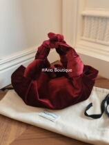 (ANTI)19AW velvet dumpling row ascot bag retro hand bag female French niche savi same paragraph