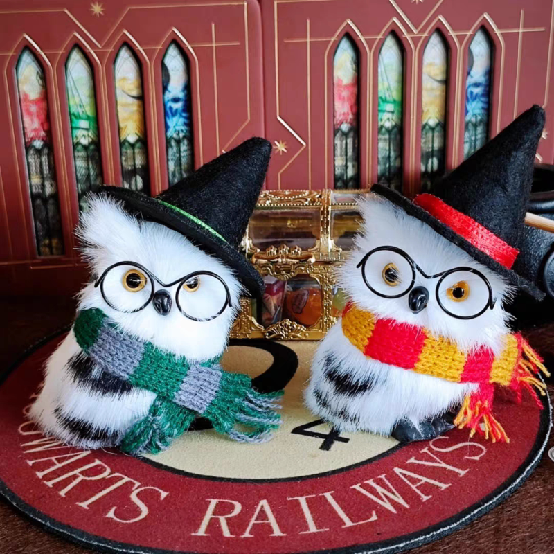 Plush Toys Around the Magic School, Four Houses Costume Mini Owl Dolls, Decorative Toys
