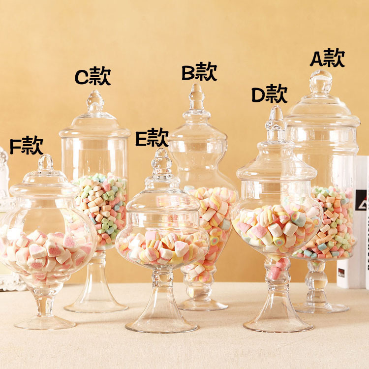  European-Style Transparent Glass Jar with Lid, Candy Jar, Sugar Bowl, Storage Bottle, Wedding Decoration, Cute and Creative Decoration