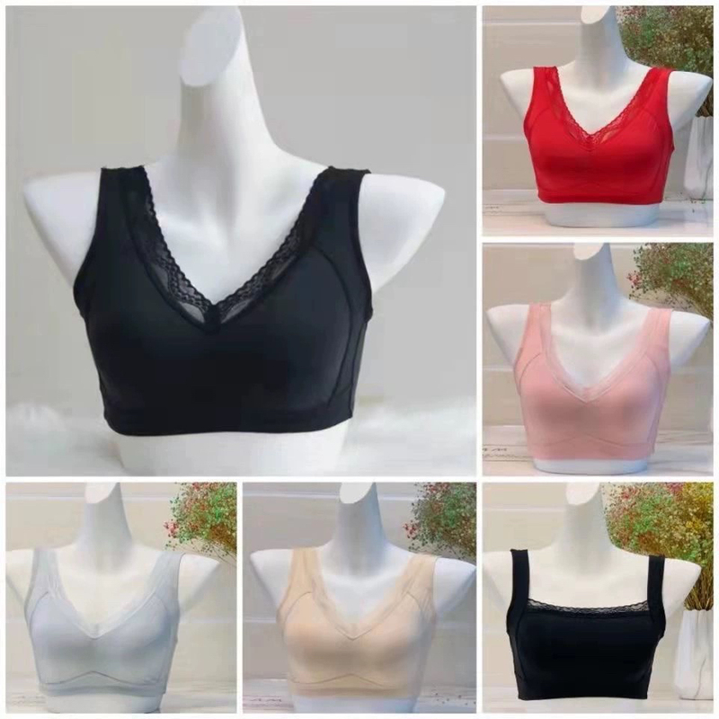 Authentic First Kiss 8017 V-Neck 8018 Style One-Line Neckline Graphene Wireless Nursing Bra and Underwear Set