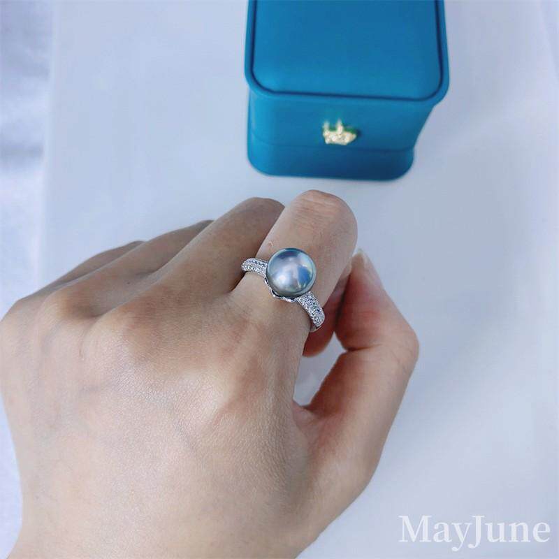 Sterling Silver Ring Seawater Pearls Tahiti