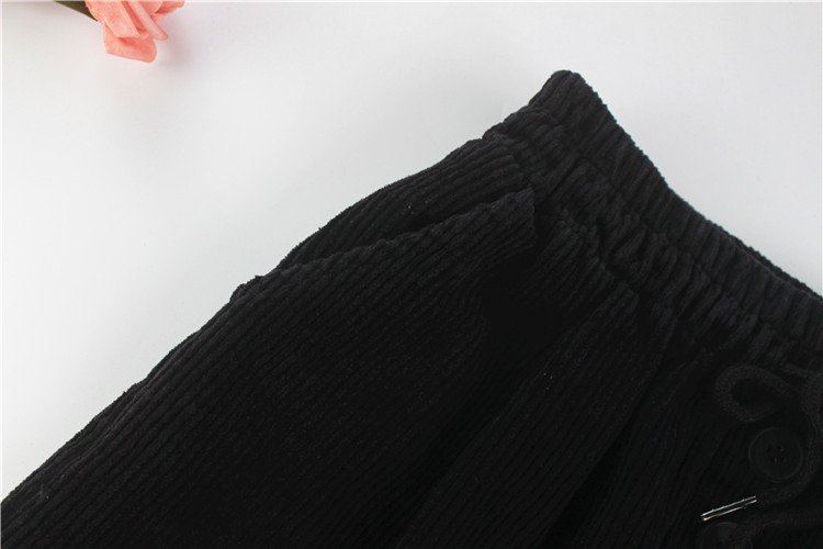 2018 thu đông mới quần thun nhung kẻ eo cao eo cao nhung rộng ống rộng chân Một chiếc quần khóa boot nữ quần đùi nữ đẹp