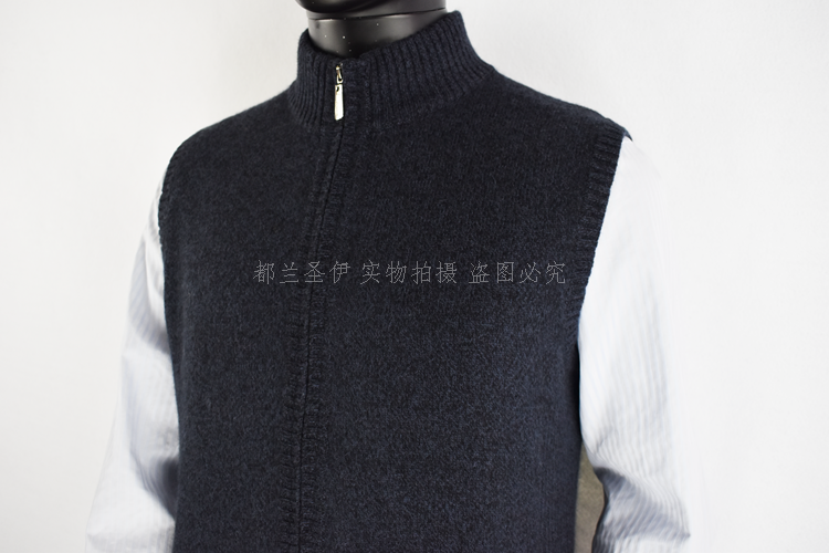 Áo len cashmere vest nam mùa thu và mùa đông cổ áo trung niên đan áo vest kinh doanh ấm áp áo vest nam vest nam cao cấp