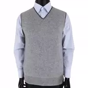 Áo len cashmere cổ chữ V cho nam mùa thu / đông không tay áo len áo len kinh doanh áo len nam vest trẻ trung ấm áp