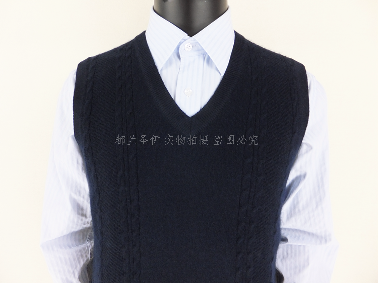 Áo vest nam cổ chữ V mùa thu và mùa đông mới không tay vest đan áo vest trung niên len mỏng áo khoác len nam trung niên