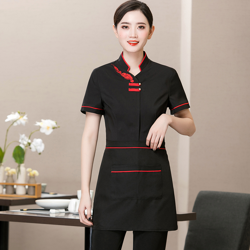 quần áo khách sạn bồi bàn làm việc ngắn tay mùa hè váy của phụ nữ phòng trà Trung Quốc nhà hàng nhà hàng lẩu nhà hàng nhà hàng tùy chỉnh quần áo mới