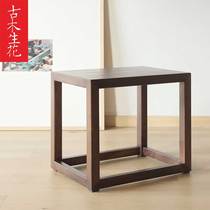 Black walnut low stool full solid wood stool living room household small square stool Zen new Chinese log small stool tea room