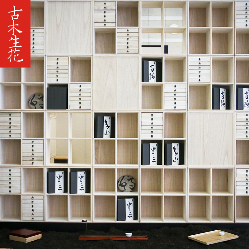 Pu'er tea tea cake cabinet multi-layer drawer type tea storage cabinet solid wood paint-free tea cake box display rack storage cabinet