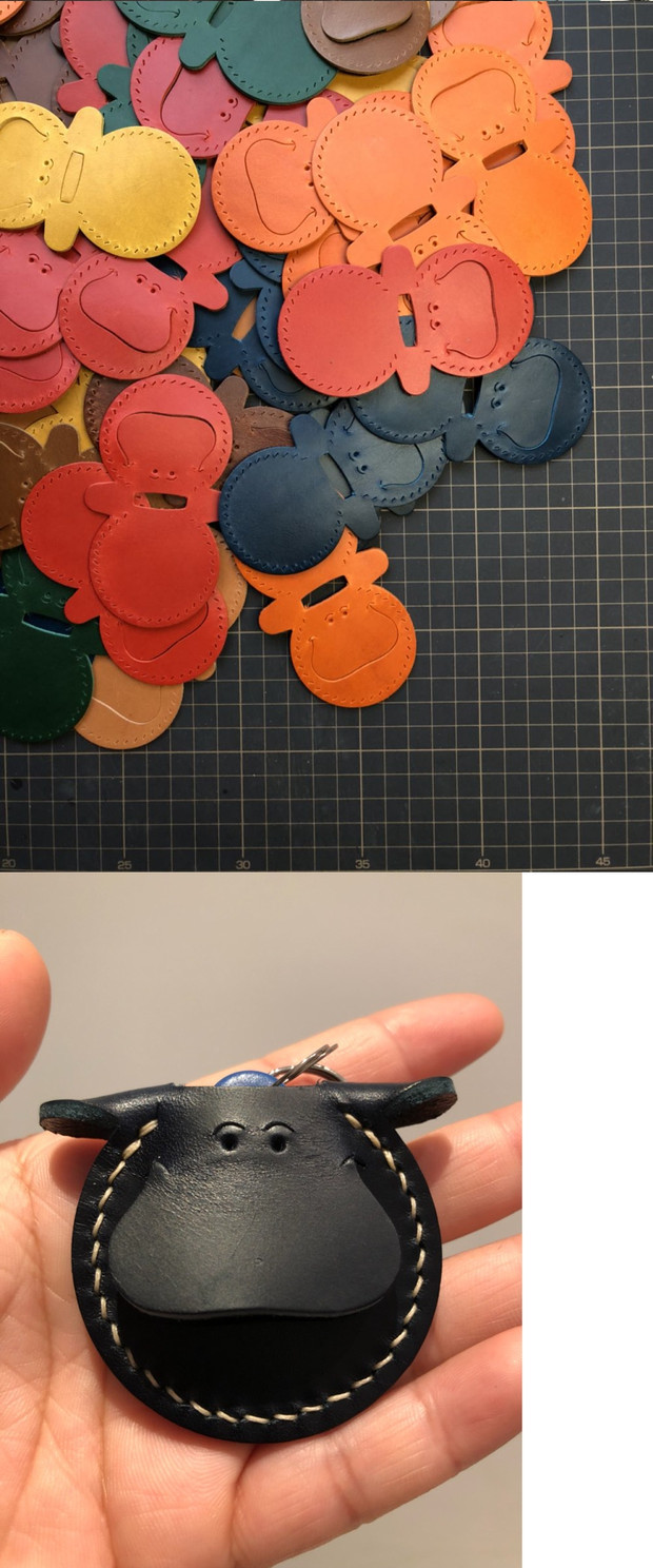 Handmade da thực vật rám nắng da thuần thẻ kiểm soát truy cập thiết lập gói vật liệu mặt dây chuyền bán thành phẩm màu móc khóa hà mã thẻ kiểm soát truy cập bao đựng thẻ học sinh