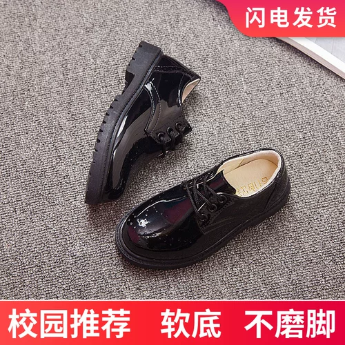 Мягкая черная обувь для мальчиков для кожаной обуви в английском стиле, мягкая подошва, в британском стиле, подходит для подростков