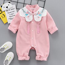 Baby jumpsuits spring clothes long sleeves men and women baby fashion new hooded spring and autumn clothes