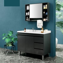  Large size floor-to-ceiling solid wood bathroom cabinet combination washbasin full mirror cabinet 1 meter modern bathroom sink