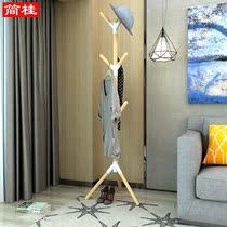 Solid wood clothes hat rack hanging bag shelf floor lying room domestic living room upright position hanging rack into door hanging clothes pole