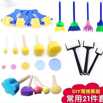 Children Fine Arts Material Round Sponge Seal Tuo Print Early Teaching Tools Kindergarten Diy Handmade Painting Suits