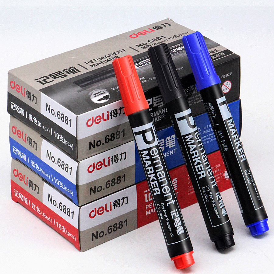 Deli 6881 logistics pen oily marker pen CD-ROM pen big head pen marker pen stationery wholesale