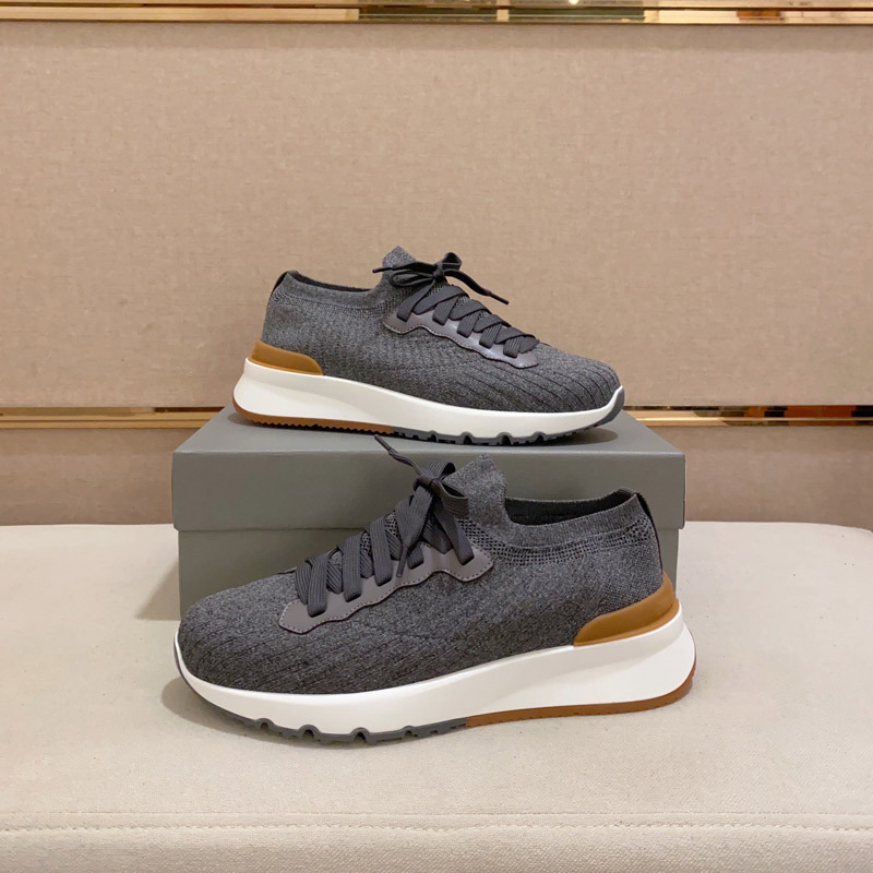 European Men's Shoes, Spring Breathable Low-Top Sock Shoes, Fly-Knit Mesh Lace-Up Slip-On Casual Shoes, Comfortable Bc Sports
