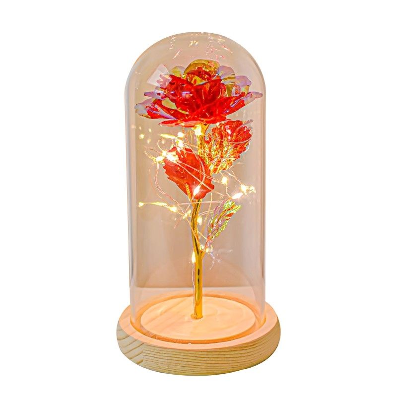Christmas Creative High-End Starry Sky Crystal Rose Eternal Flower Bouquet Night Light Ornament Best Friend Girl Birthday Gift