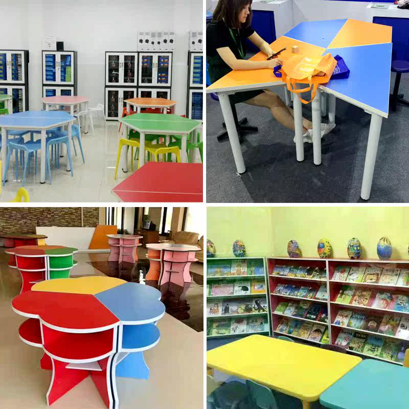 School Library Reading Room Training Composition Table Coaching Class Strip Students Desk Color Fine Art Painting Table And Chairs