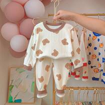 Childrens Spring Pajamas Category A Pure Cotton Baby Home Clothes Set Cotton Sweater Baby Autumn Clothes Autumn Pants Boys Girls