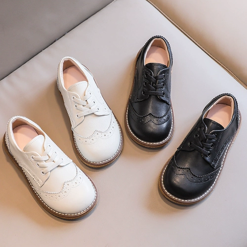 妙趣儿 Весенняя детская обувь для кожаной обуви в английском стиле, из натуральной кожи, мягкая подошва