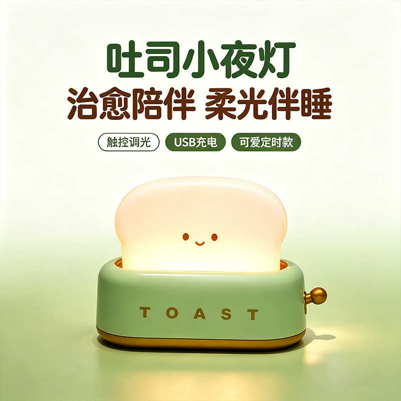 Your Toast Is Glowing~ Bread Lamp, an Atmospheric Desktop Ornament, a Gift for Your Girlfriend, a Healing Night Light Companion for Sleeping